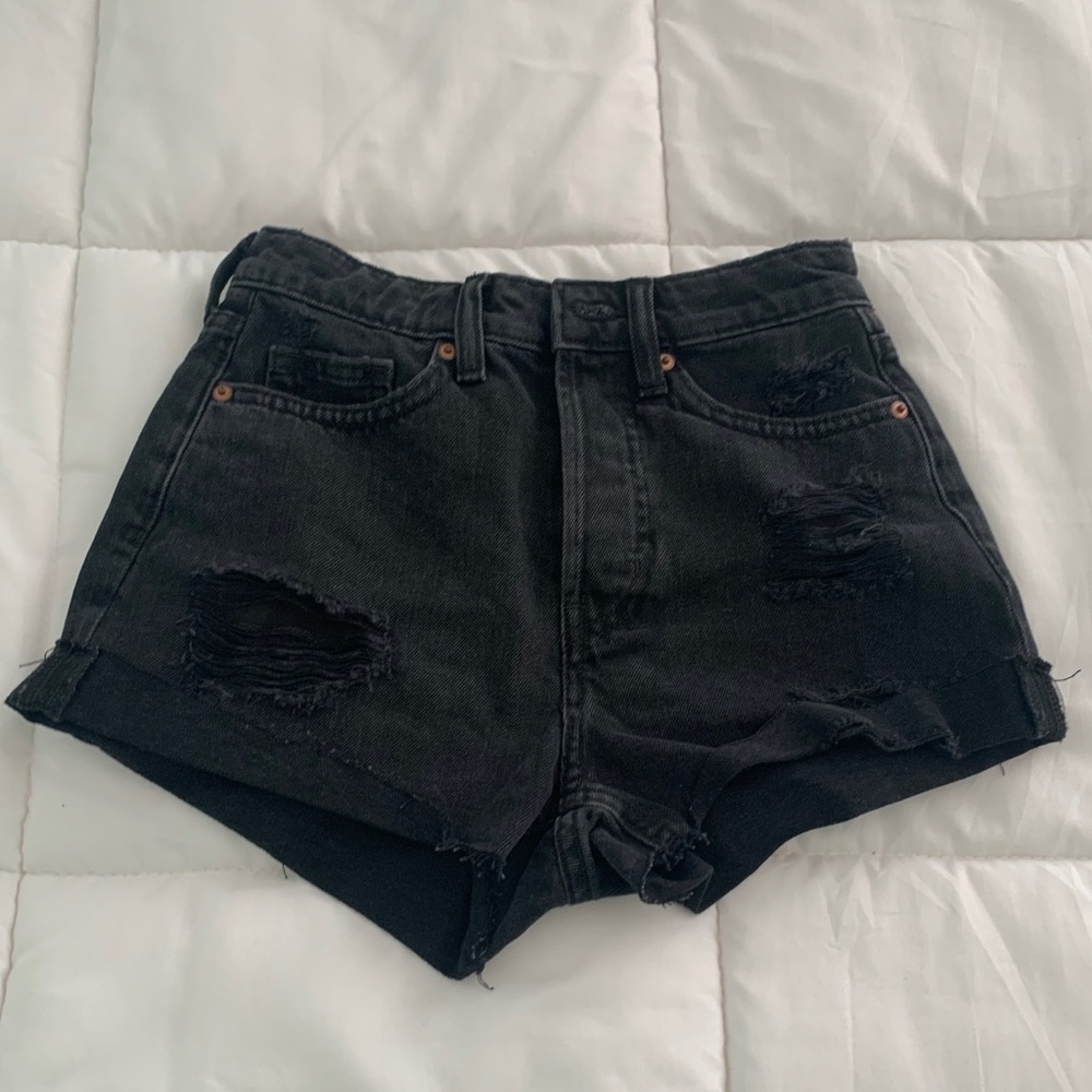 high waisted black ripped shorts
